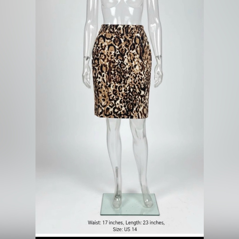 Leopard Print Pencil Skirt - Brown/Cream